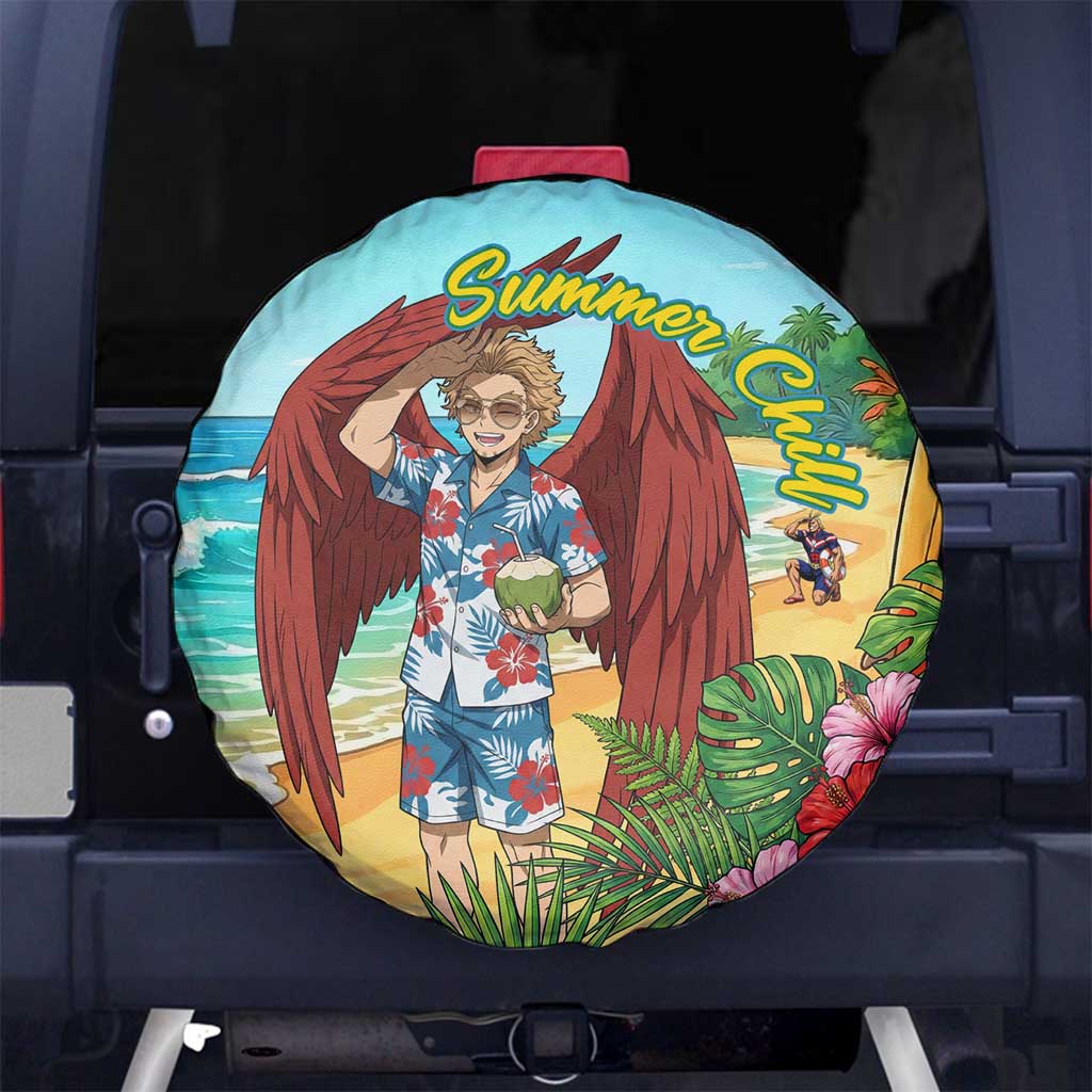Hawks Summer Chill Spare Tire Cover Tropical Anime Beach Vibes