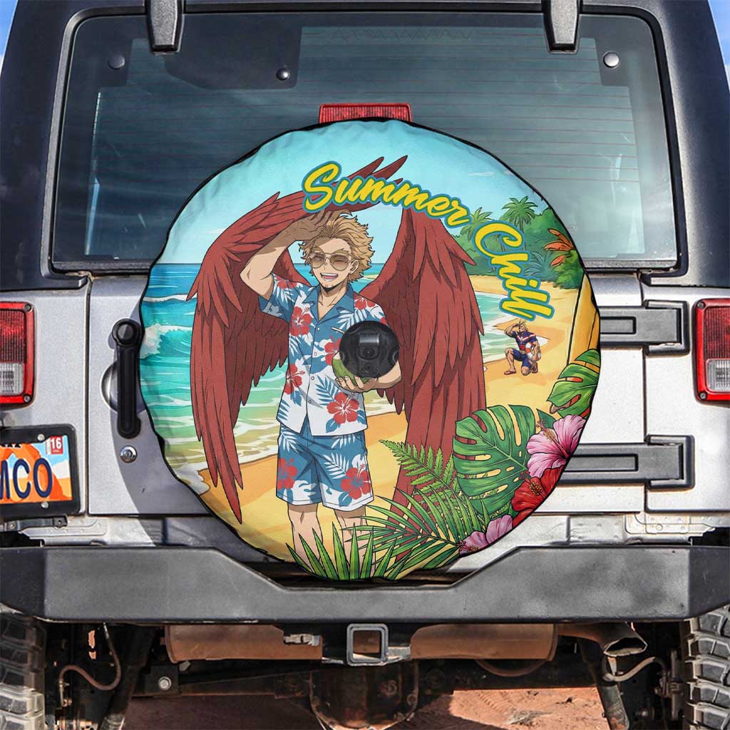 Hawks Summer Chill Spare Tire Cover Tropical Anime Beach Vibes