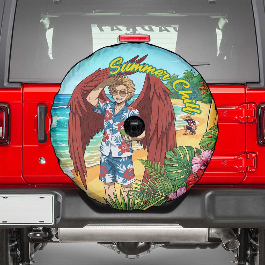 Hawks Summer Chill Spare Tire Cover Tropical Anime Beach Vibes