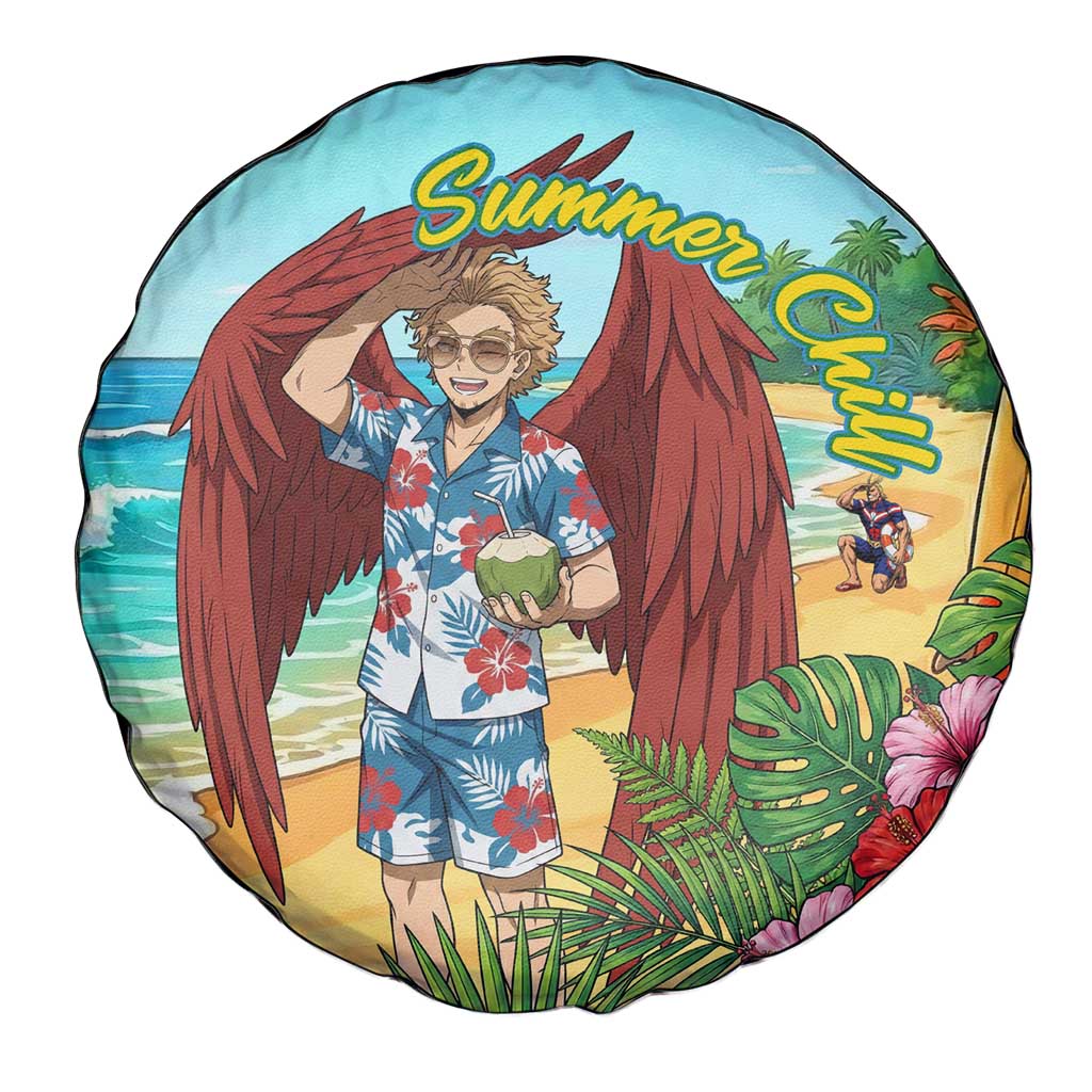 Hawks Summer Chill Spare Tire Cover Tropical Anime Beach Vibes