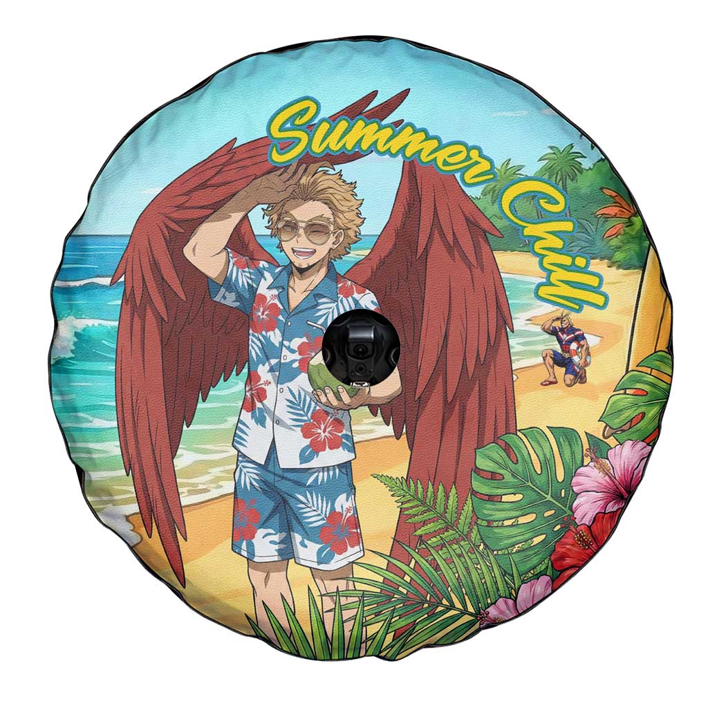 Hawks Summer Chill Spare Tire Cover Tropical Anime Beach Vibes