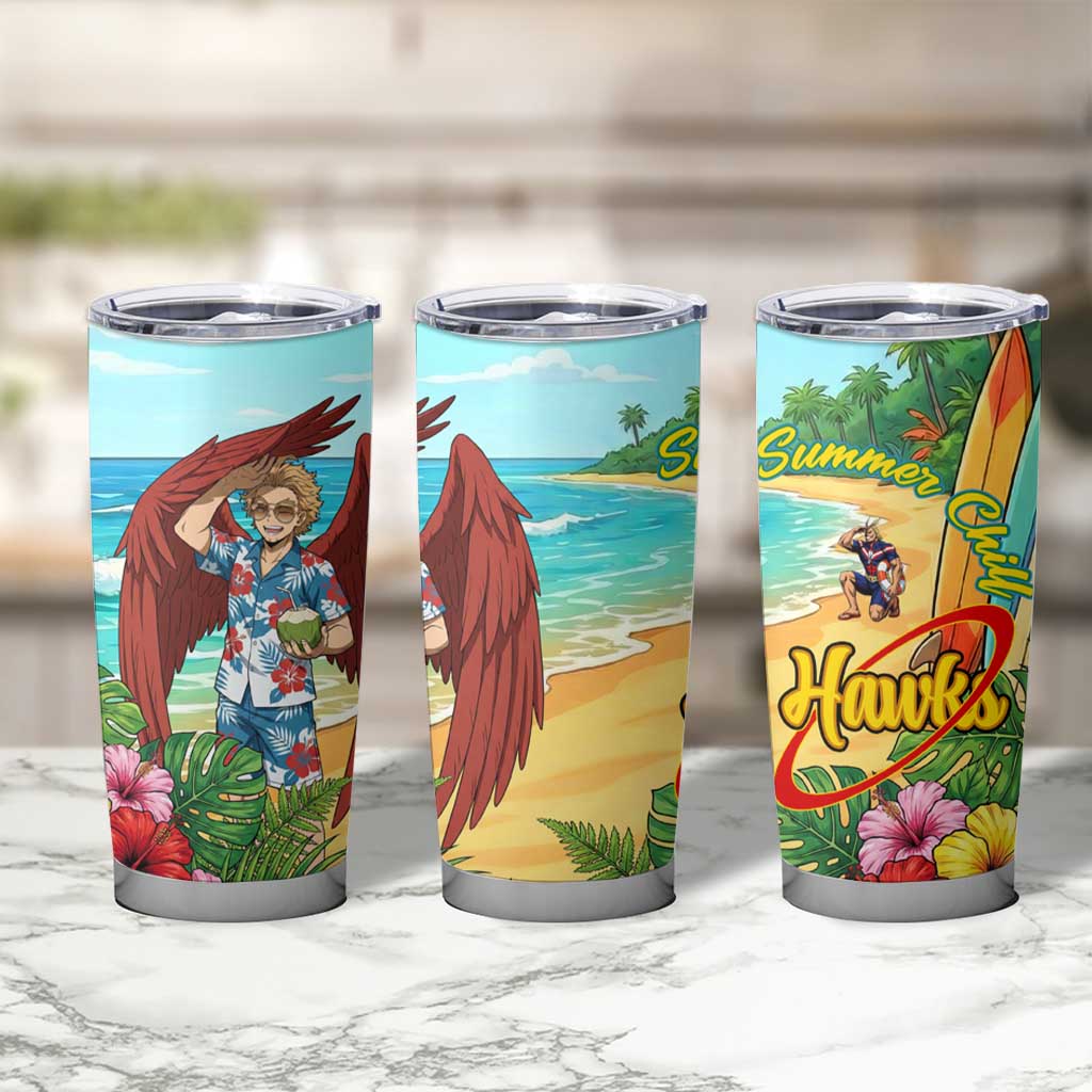 Hawks Summer Chill Tumbler Cup Tropical Anime Beach Vibes