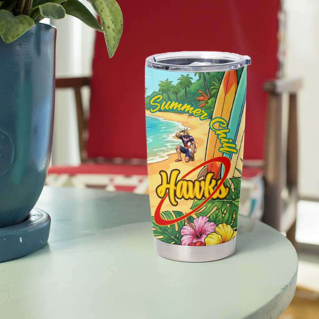 Hawks Summer Chill Tumbler Cup Tropical Anime Beach Vibes