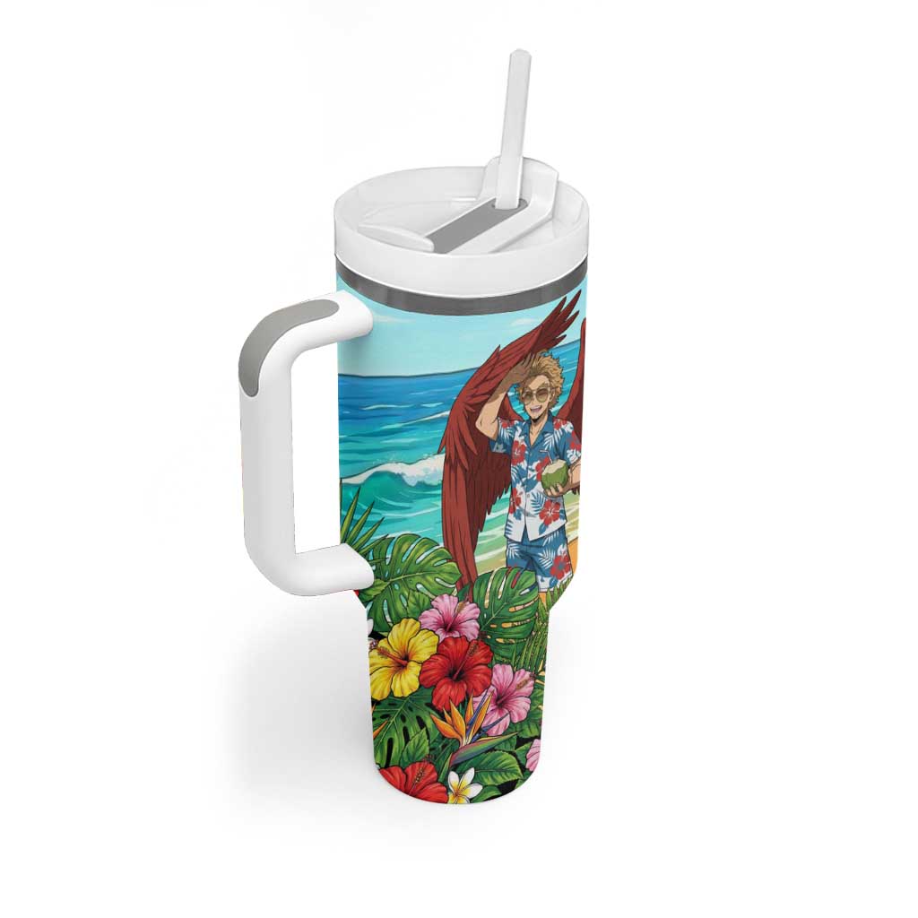 Hawks Summer Chill Tumbler With Handle Tropical Anime Beach Vibes