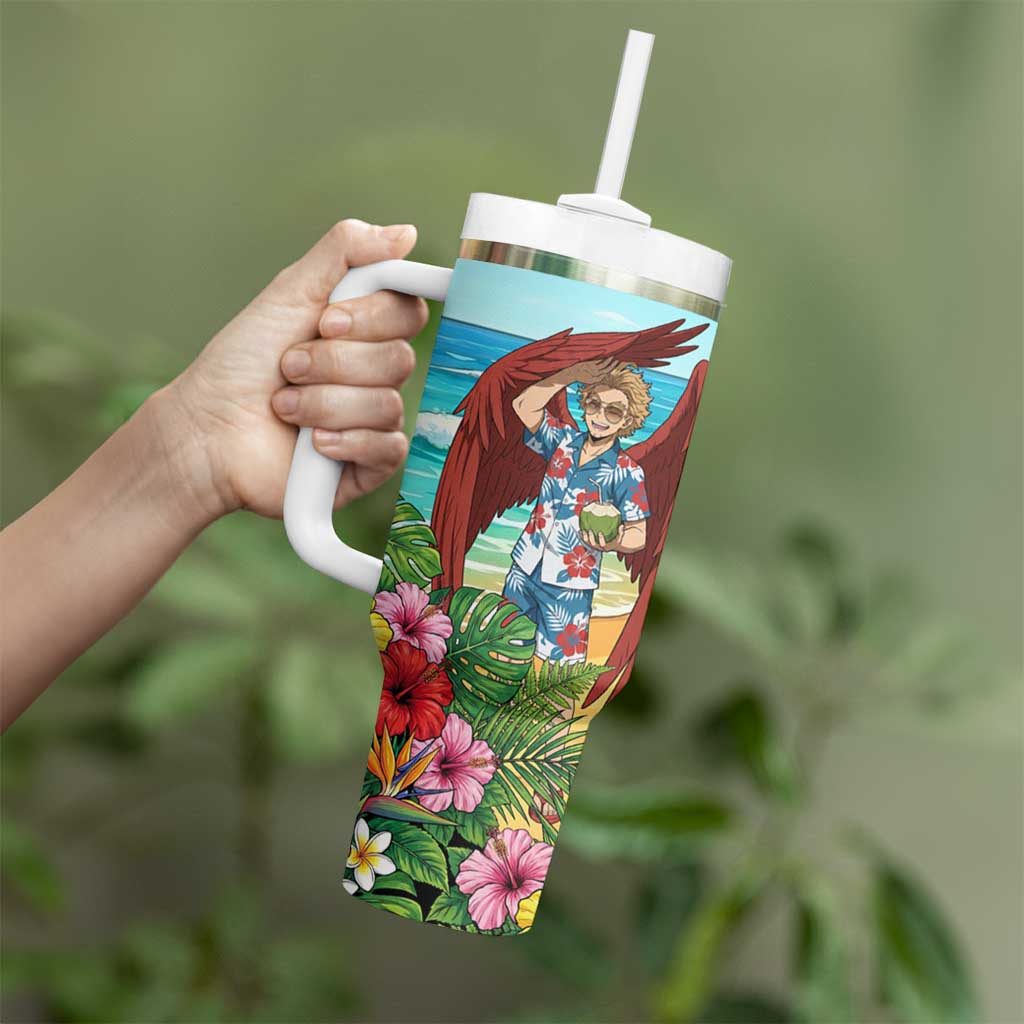 Hawks Summer Chill Tumbler With Handle Tropical Anime Beach Vibes