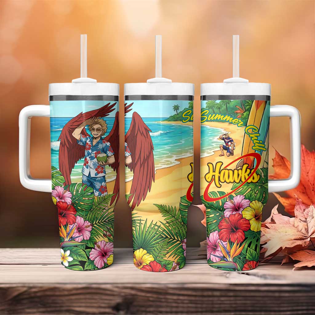 Hawks Summer Chill Tumbler With Handle Tropical Anime Beach Vibes