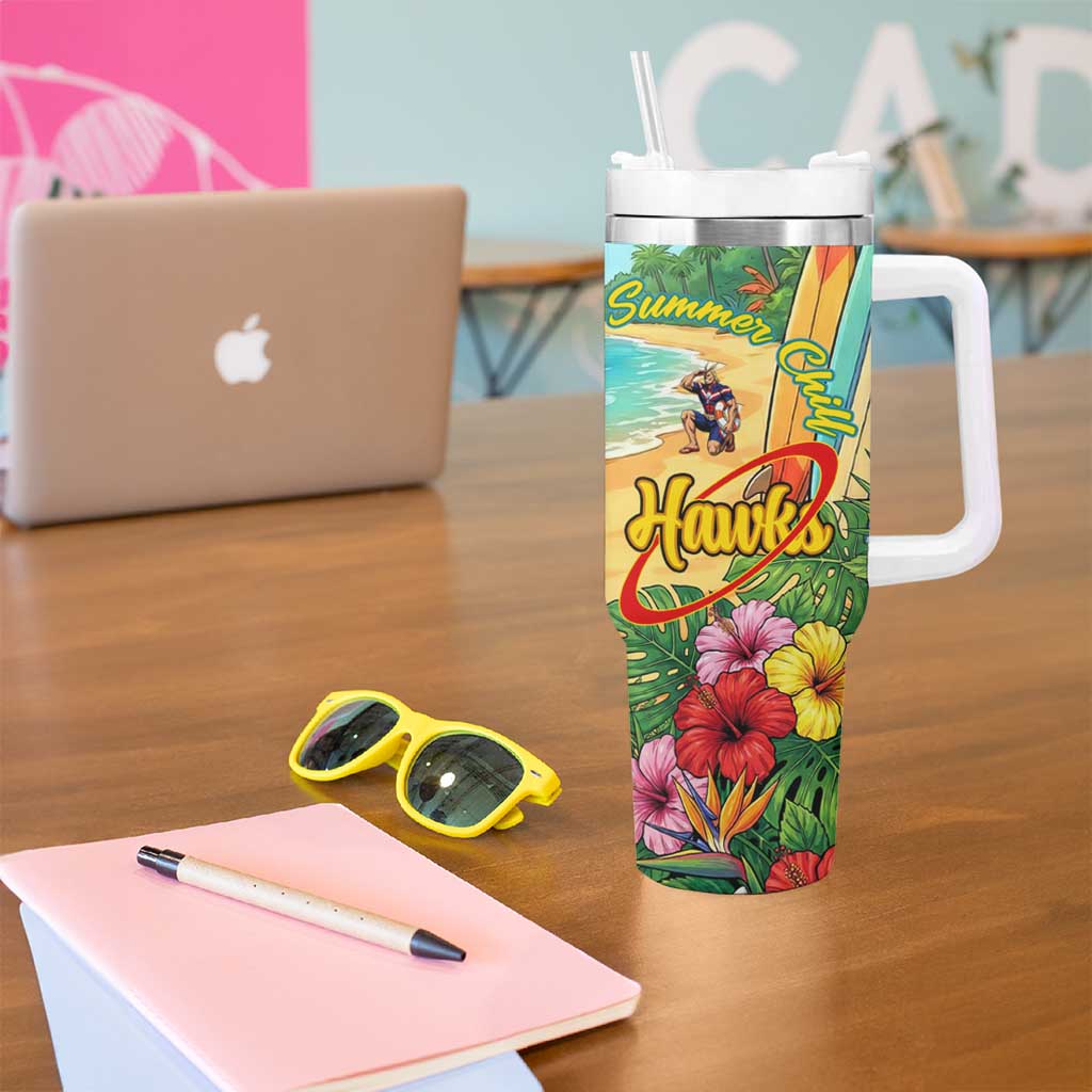 Hawks Summer Chill Tumbler With Handle Tropical Anime Beach Vibes