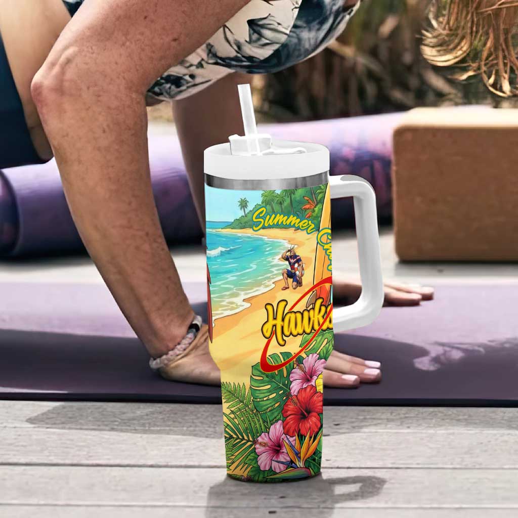 Hawks Summer Chill Tumbler With Handle Tropical Anime Beach Vibes