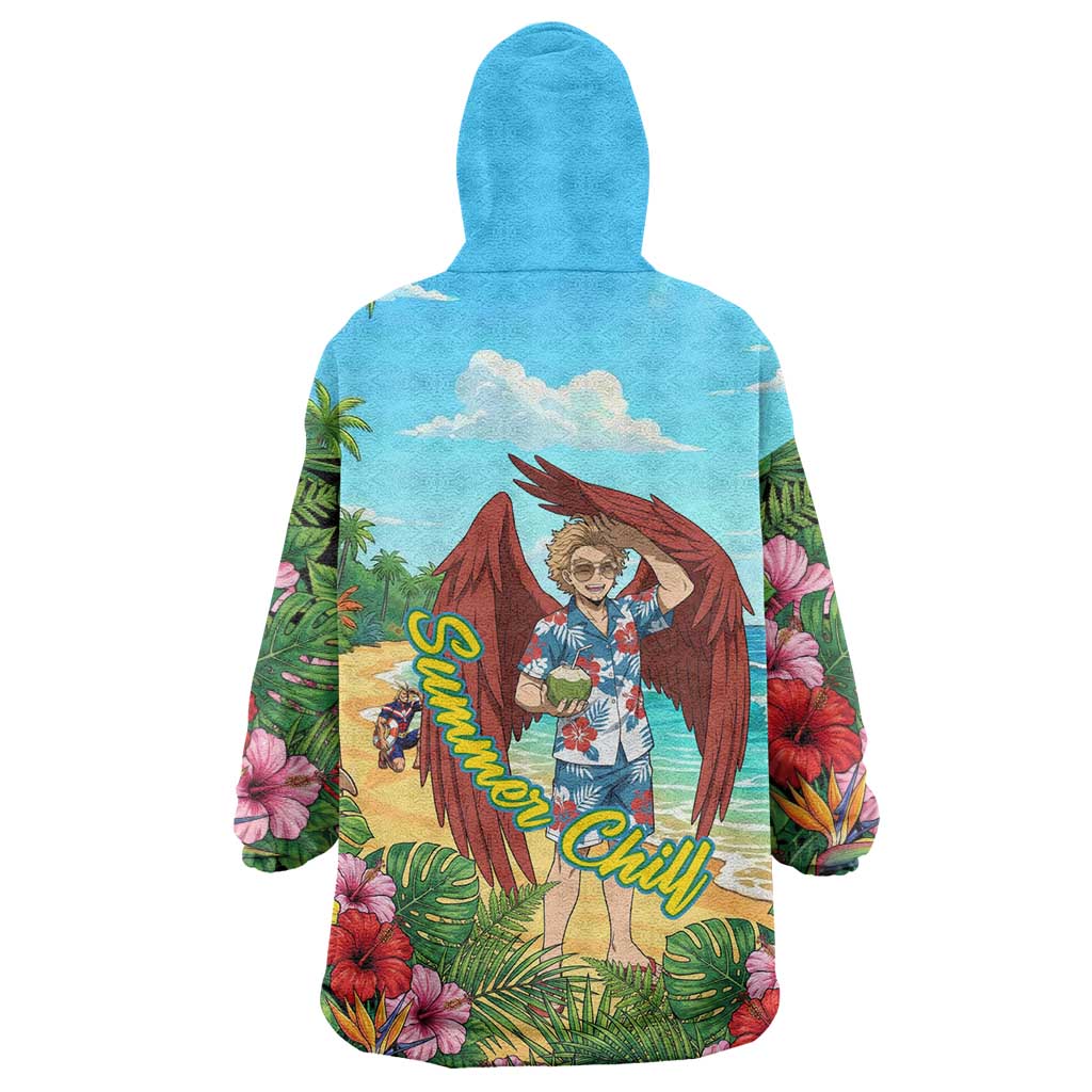 Hawks Summer Chill Wearable Blanket Hoodie Tropical Anime Beach Vibes