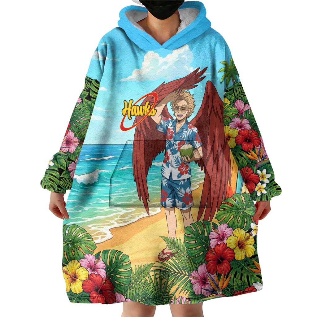 Hawks Summer Chill Wearable Blanket Hoodie Tropical Anime Beach Vibes