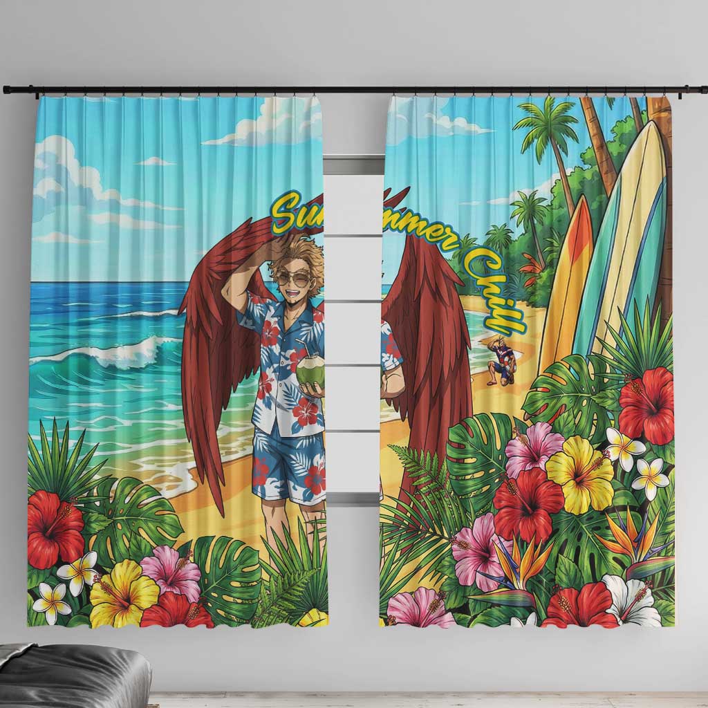 Hawks Summer Chill Window Curtain Tropical Anime Beach Vibes
