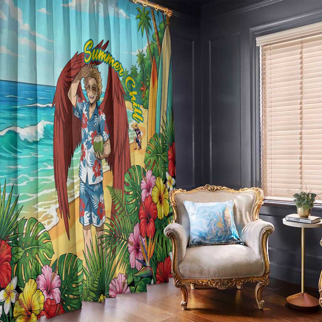 Hawks Summer Chill Window Curtain Tropical Anime Beach Vibes