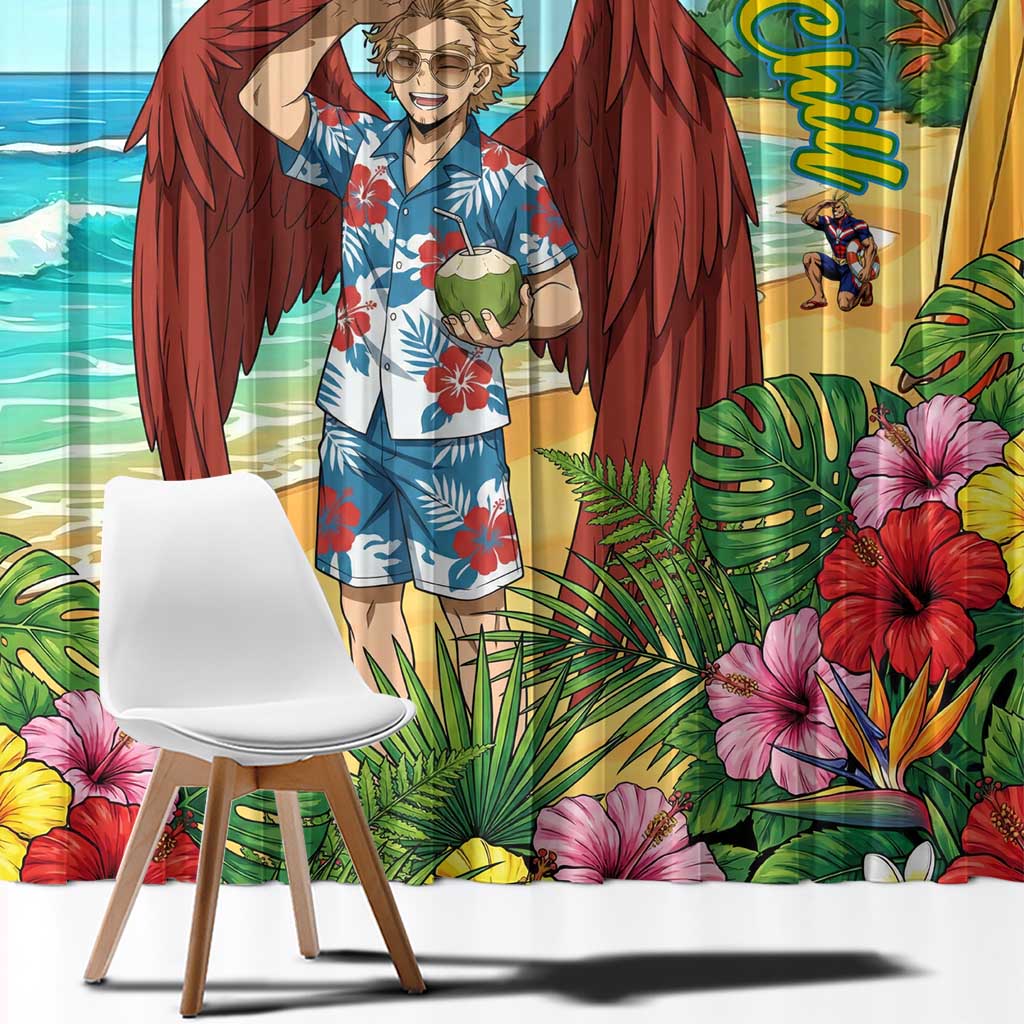 Hawks Summer Chill Window Curtain Tropical Anime Beach Vibes