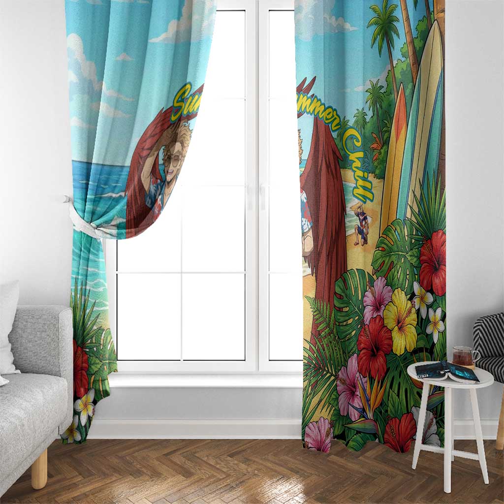 Hawks Summer Chill Window Curtain Tropical Anime Beach Vibes