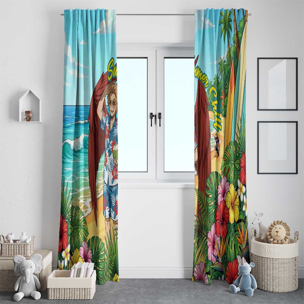 Hawks Summer Chill Window Curtain Tropical Anime Beach Vibes