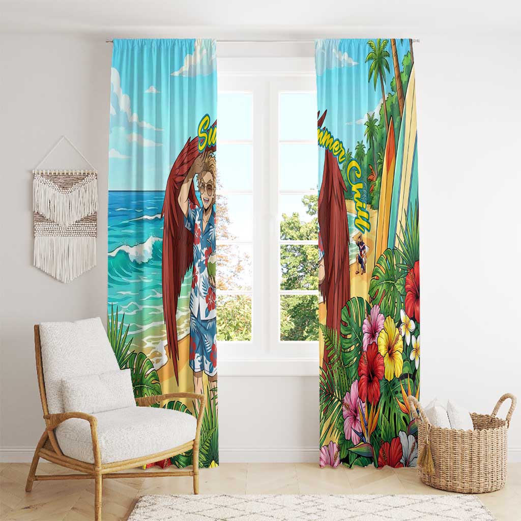 Hawks Summer Chill Window Curtain Tropical Anime Beach Vibes