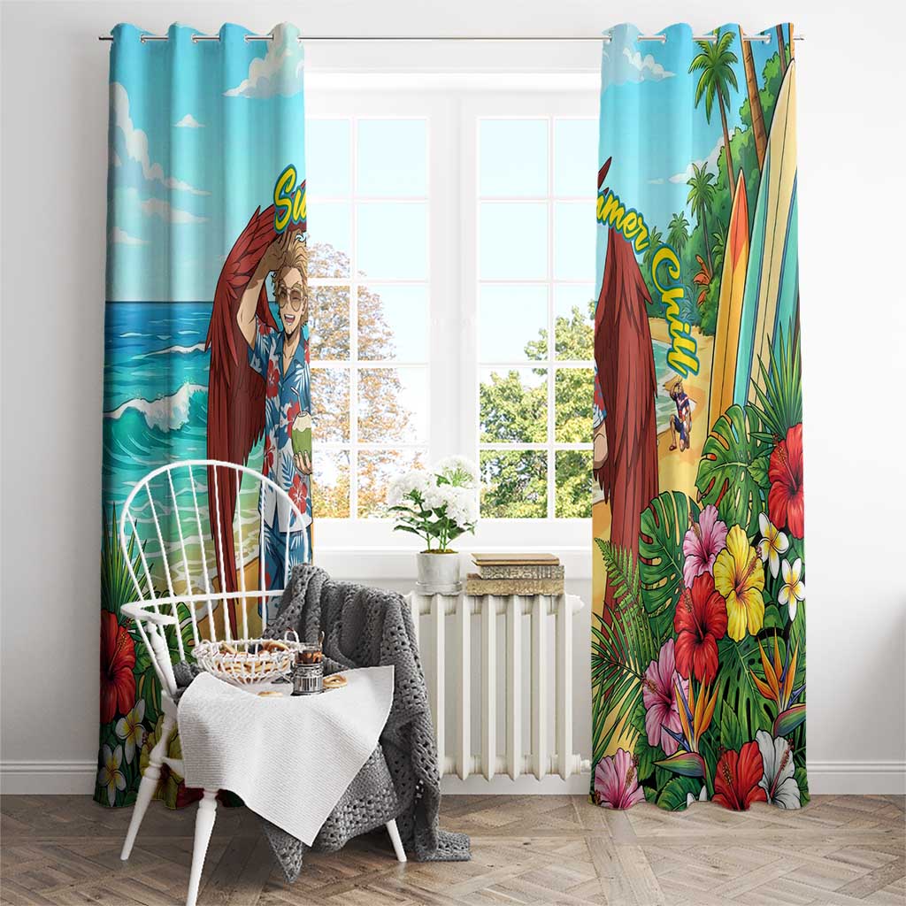 Hawks Summer Chill Window Curtain Tropical Anime Beach Vibes