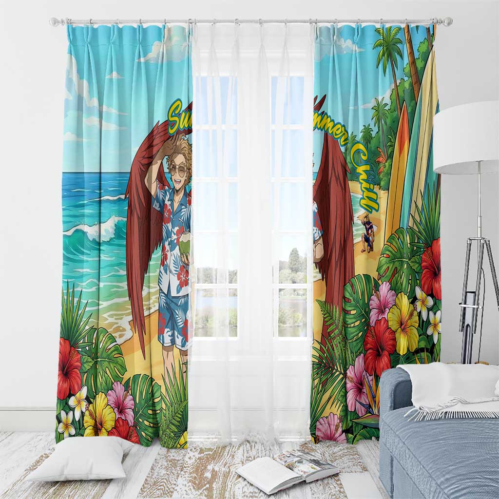 Hawks Summer Chill Window Curtain Tropical Anime Beach Vibes