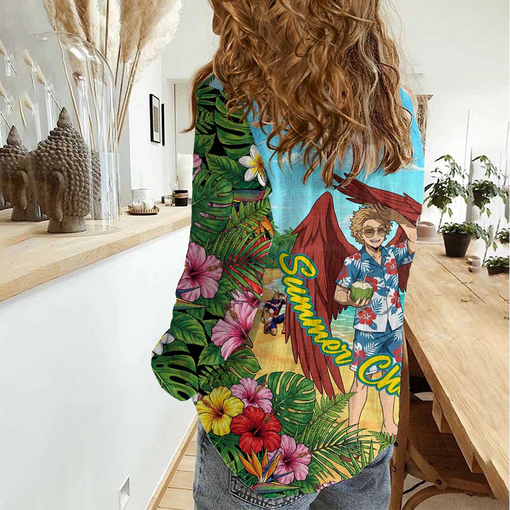 Hawks Summer Chill Women Casual Shirt Tropical Anime Beach Vibes