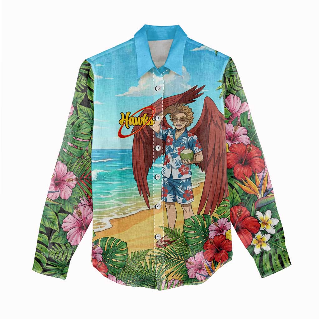 Hawks Summer Chill Women Casual Shirt Tropical Anime Beach Vibes