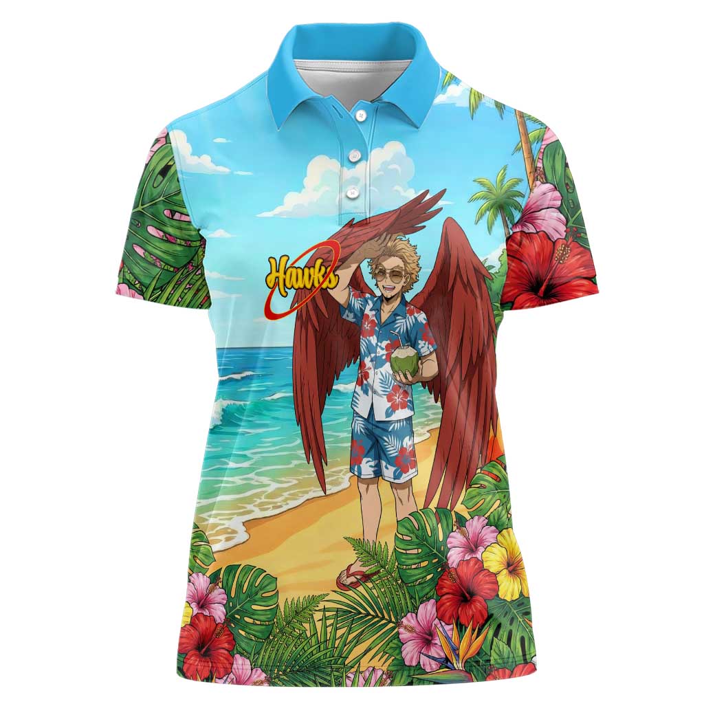 Hawks Summer Chill Women Polo Shirt Tropical Anime Beach Vibes