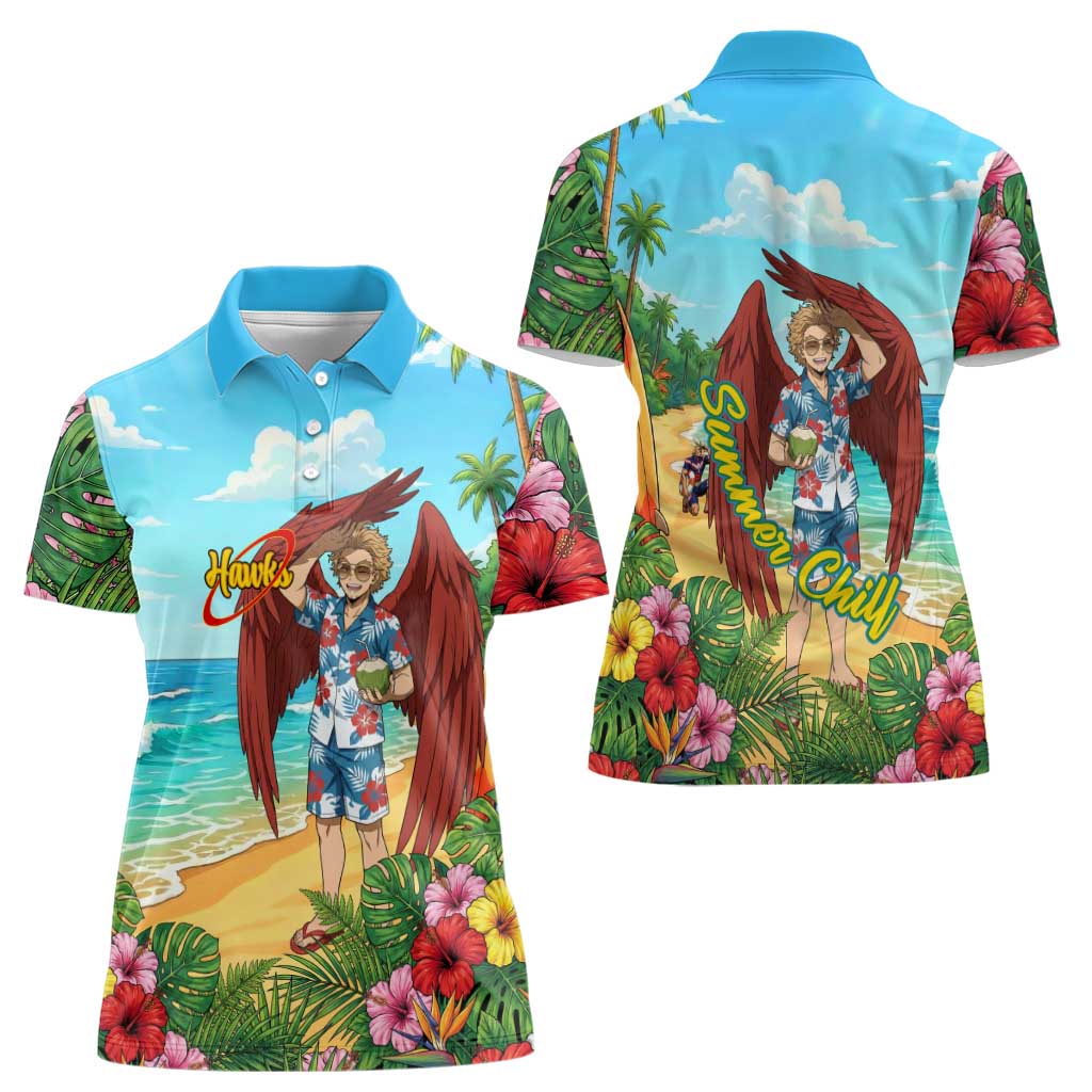 Hawks Summer Chill Women Polo Shirt Tropical Anime Beach Vibes