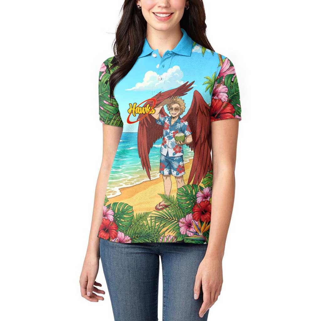 Hawks Summer Chill Women Polo Shirt Tropical Anime Beach Vibes