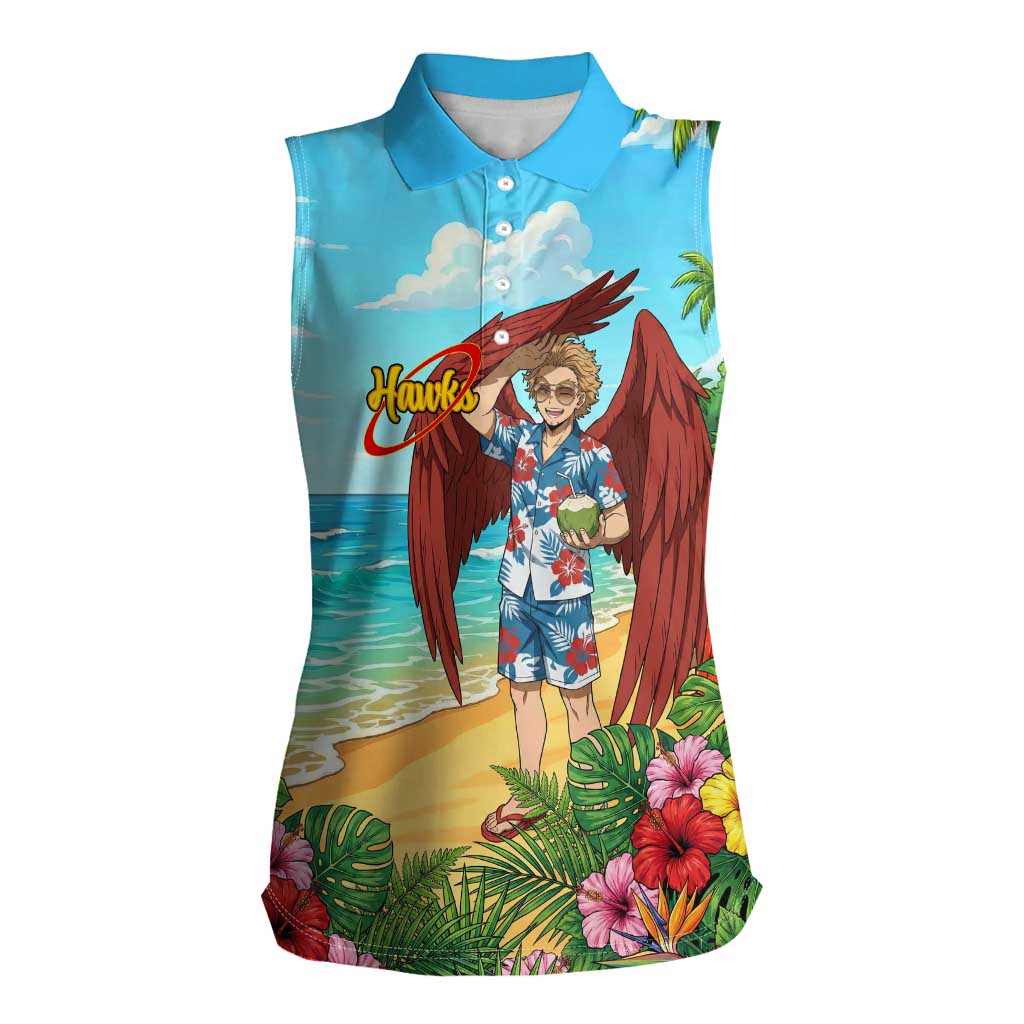 Hawks Summer Chill Women Sleeveless Polo Shirt Tropical Anime Beach Vibes