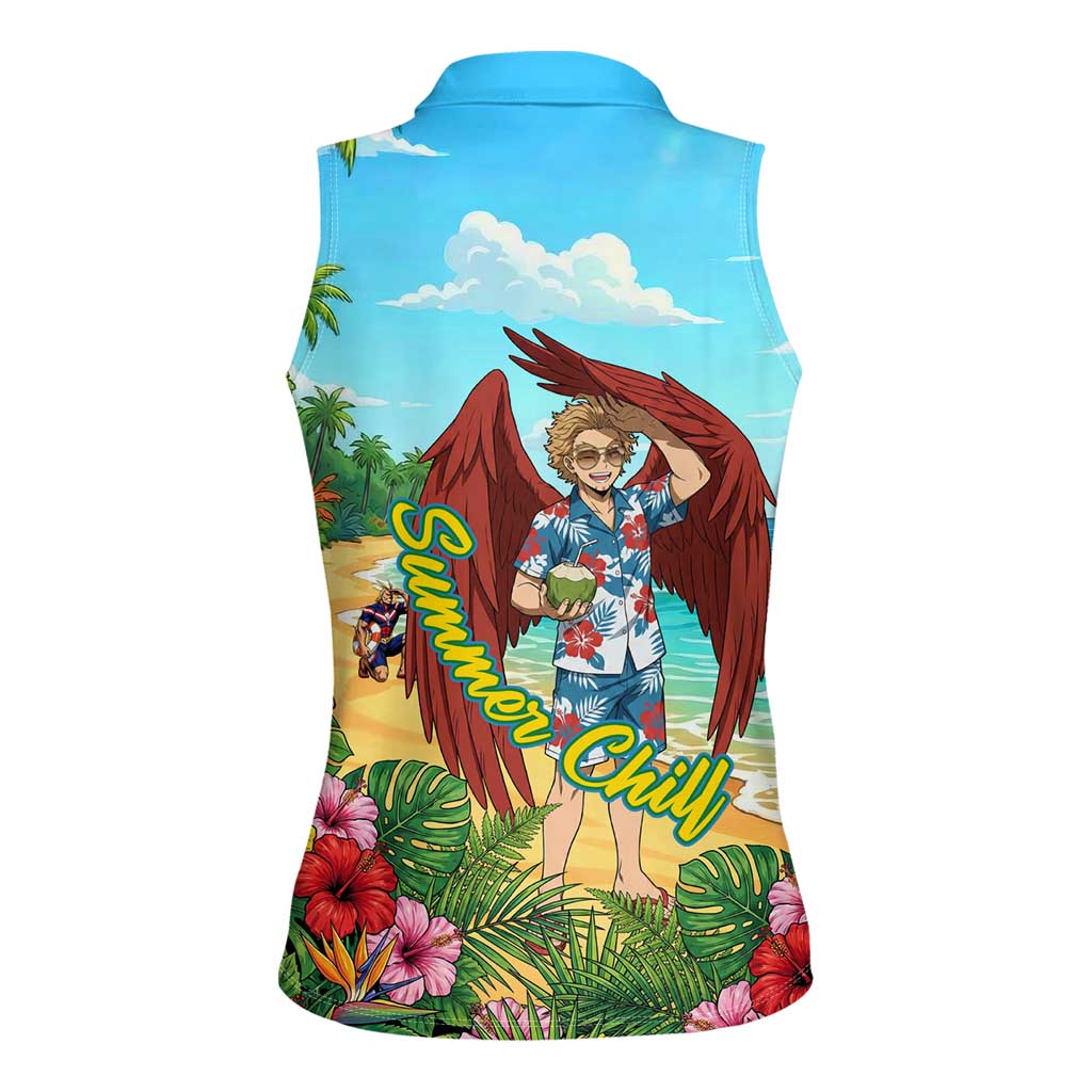 Hawks Summer Chill Women Sleeveless Polo Shirt Tropical Anime Beach Vibes