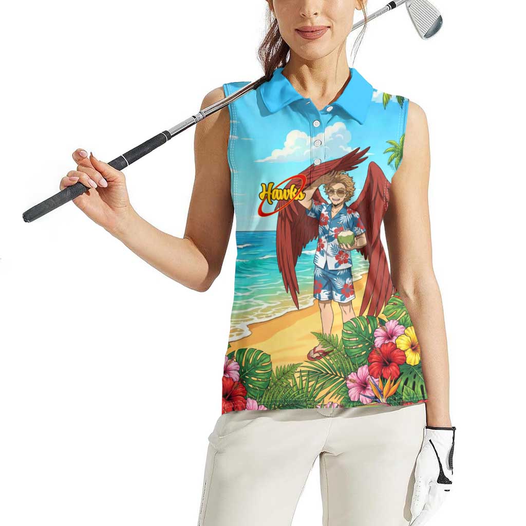 Hawks Summer Chill Women Sleeveless Polo Shirt Tropical Anime Beach Vibes