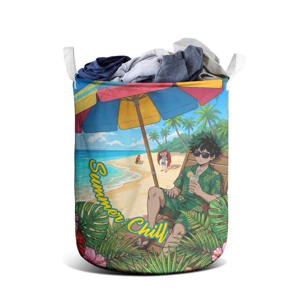 Midoriya Izuku Summer Chill Laundry Basket Tropical Anime Relaxation Scene