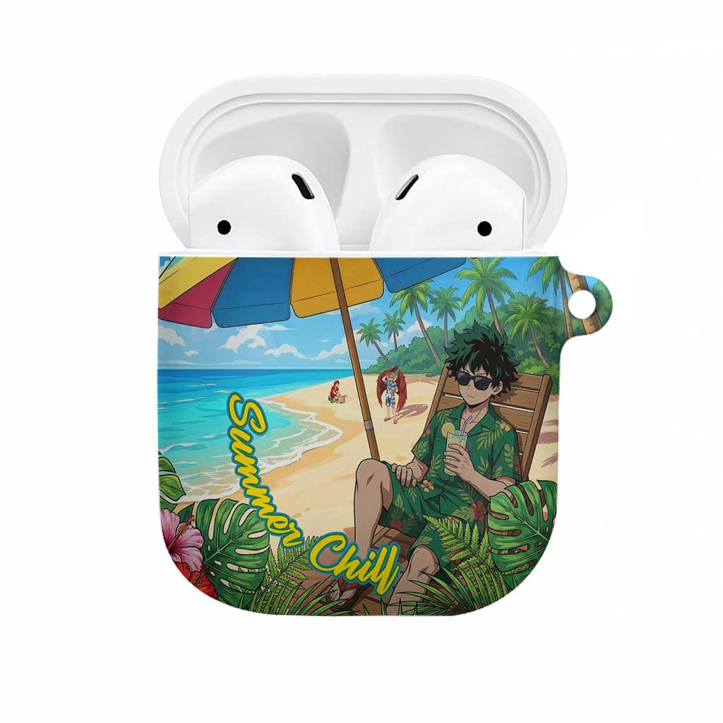 Midoriya Izuku Summer Chill AirPods Case Tropical Anime Relaxation Scene