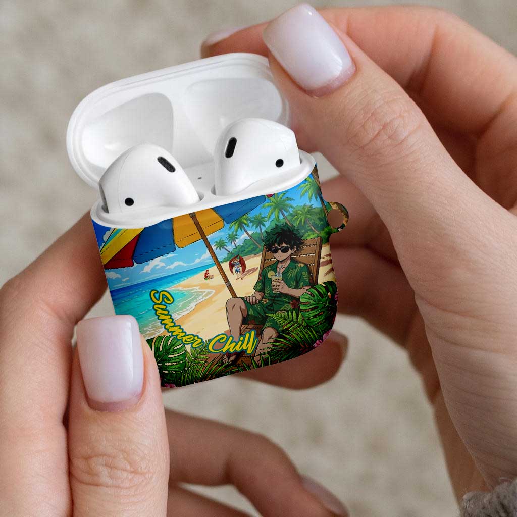 Midoriya Izuku Summer Chill AirPods Case Tropical Anime Relaxation Scene