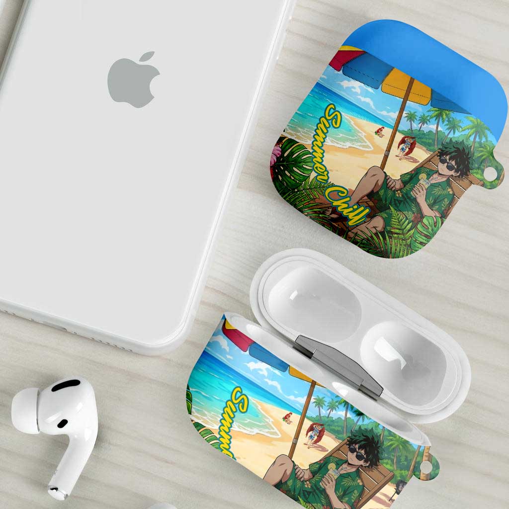 Midoriya Izuku Summer Chill AirPods Case Tropical Anime Relaxation Scene