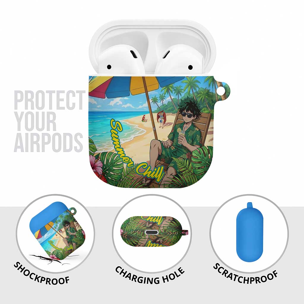 Midoriya Izuku Summer Chill AirPods Case Tropical Anime Relaxation Scene
