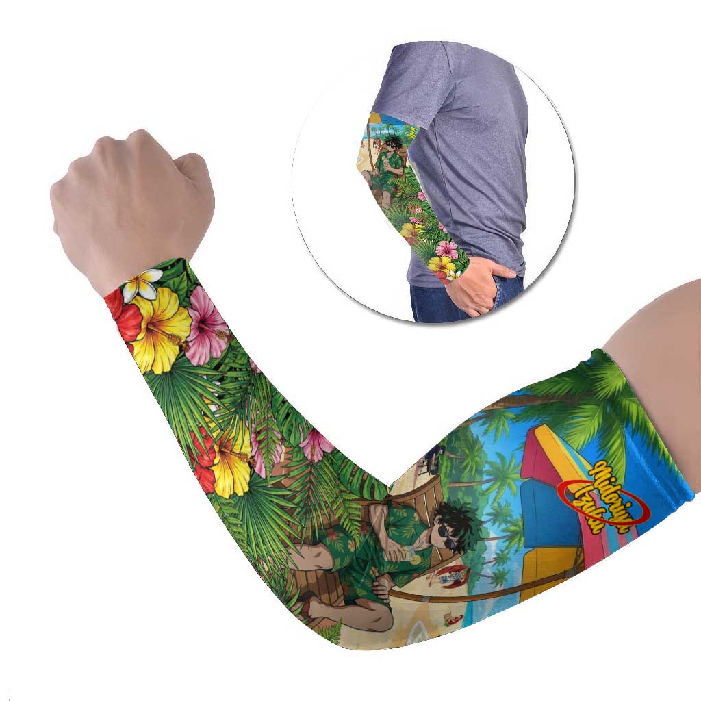 Midoriya Izuku Summer Chill Arm Sleeves Tropical Anime Relaxation Scene