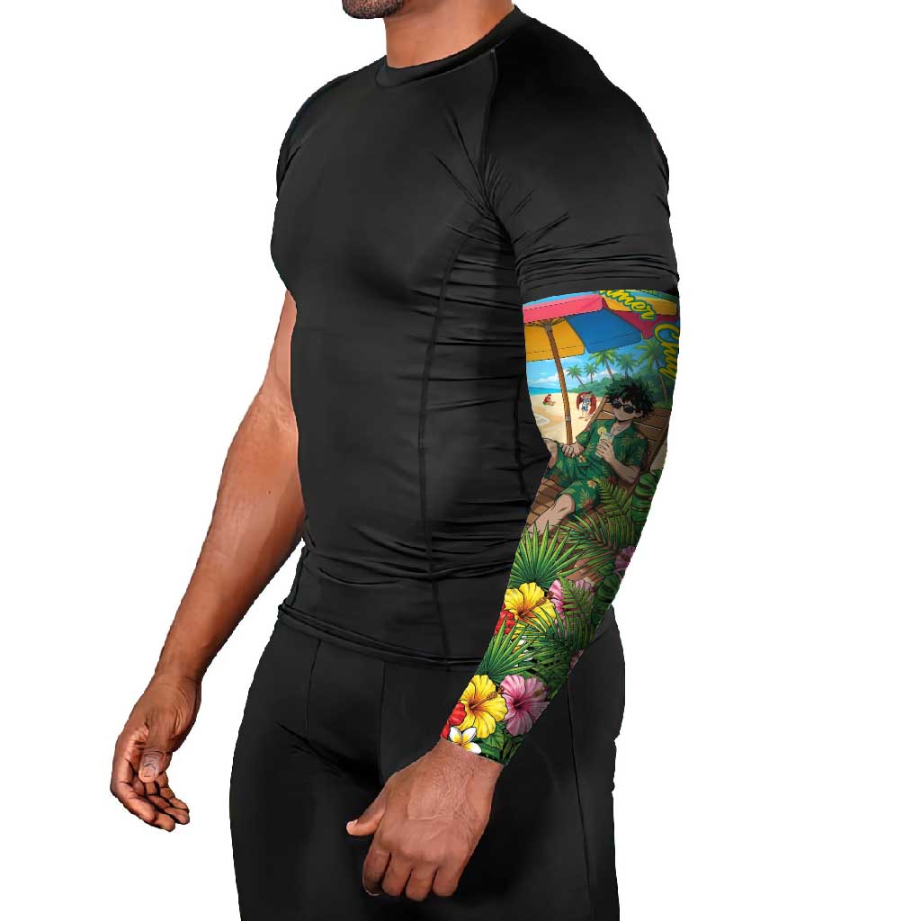 Midoriya Izuku Summer Chill Arm Sleeves Tropical Anime Relaxation Scene