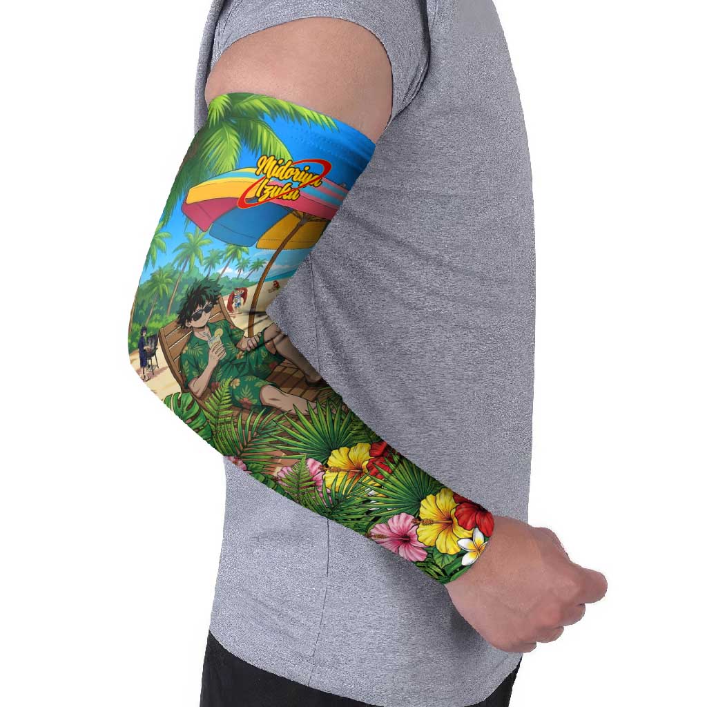 Midoriya Izuku Summer Chill Arm Sleeves Tropical Anime Relaxation Scene