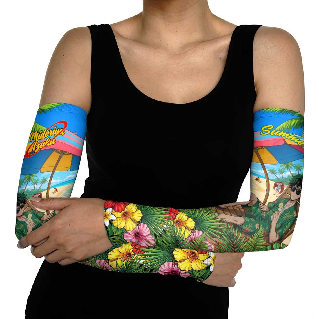 Midoriya Izuku Summer Chill Arm Sleeves Tropical Anime Relaxation Scene