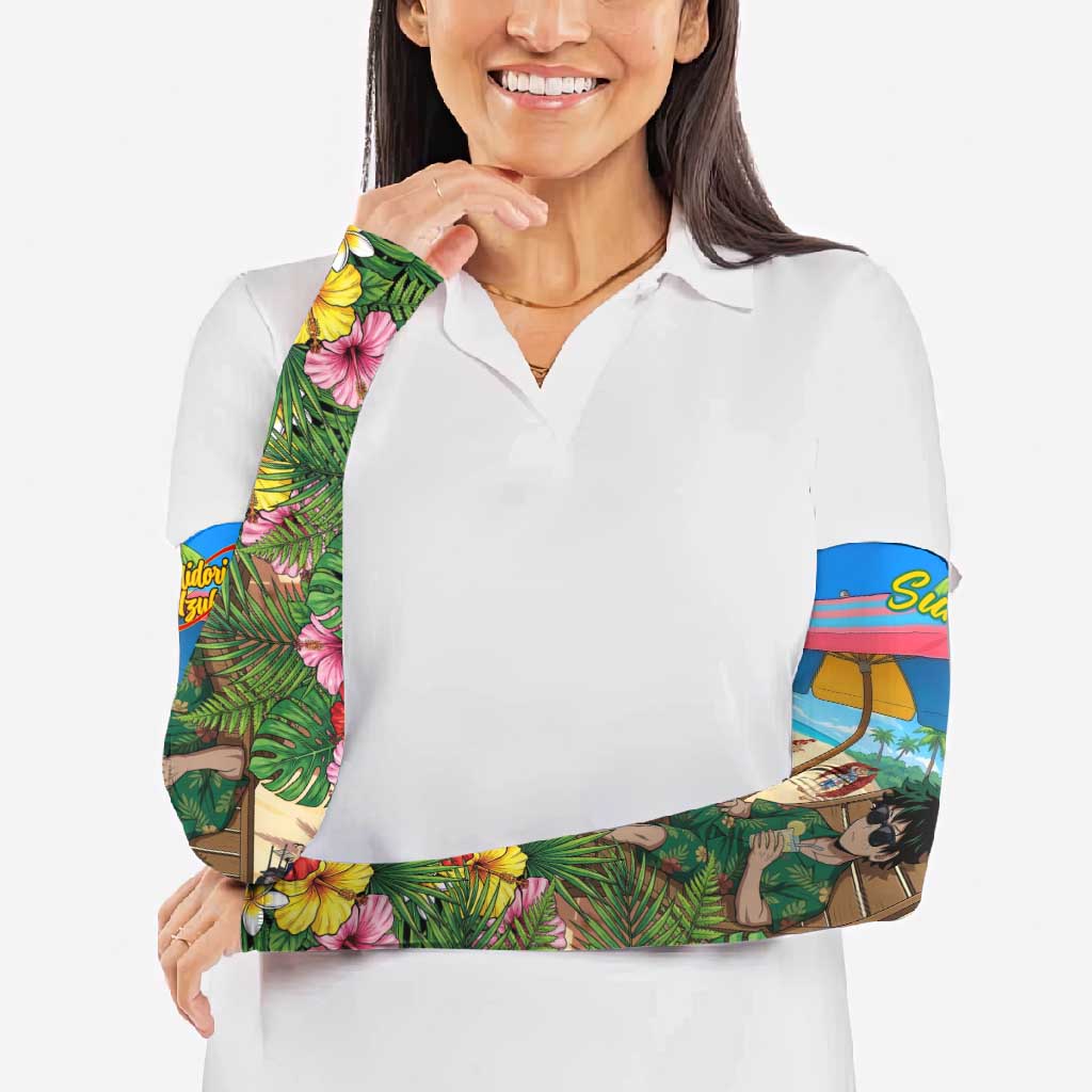 Midoriya Izuku Summer Chill Arm Sleeves Tropical Anime Relaxation Scene