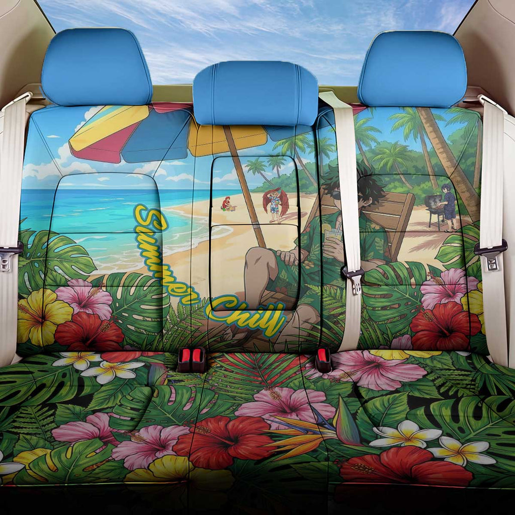 Midoriya Izuku Summer Chill Back Car Seat Cover Tropical Anime Relaxation Scene