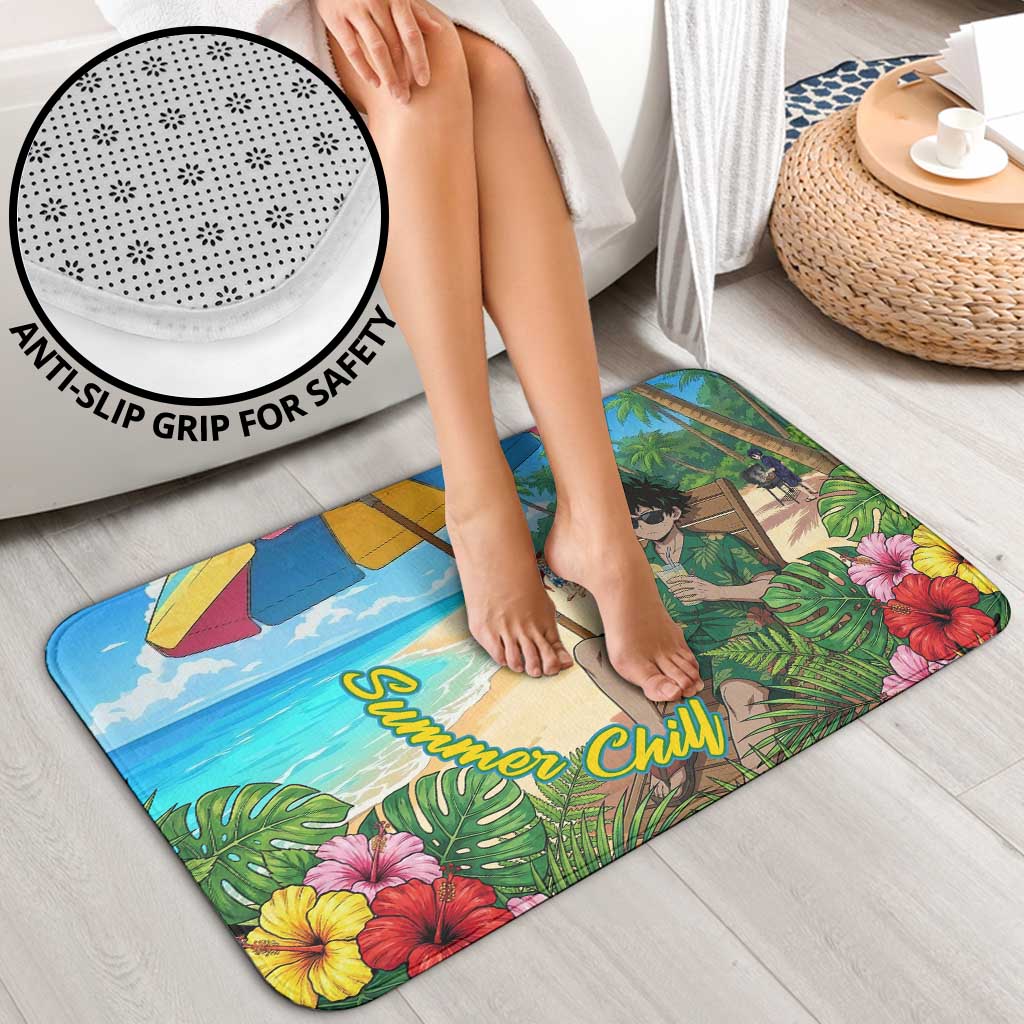 Midoriya Izuku Summer Chill Bathroom Set Tropical Anime Relaxation Scene