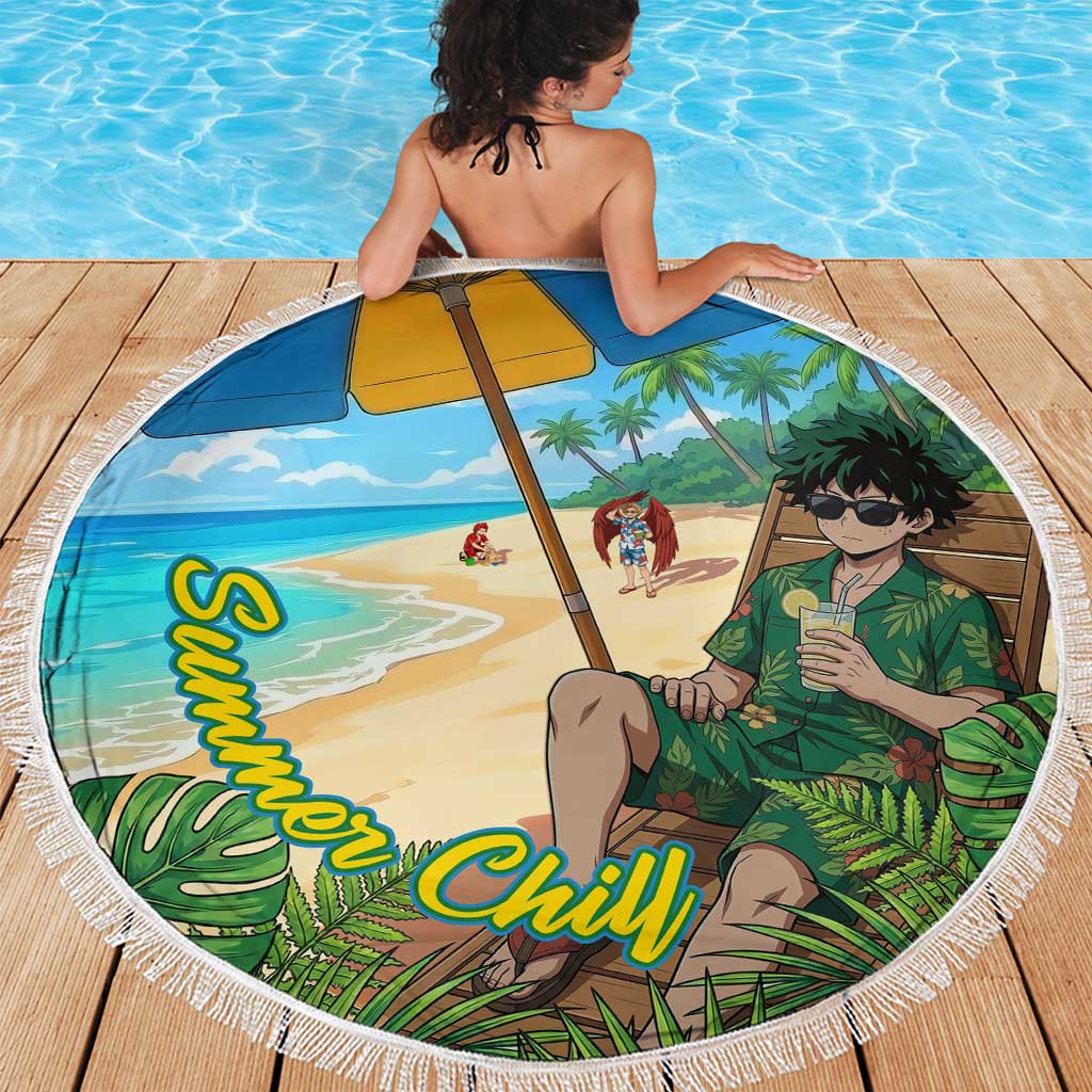 Midoriya Izuku Summer Chill Beach Blanket Tropical Anime Relaxation Scene