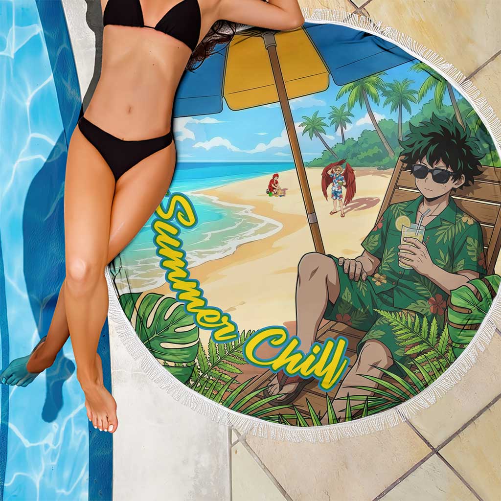 Midoriya Izuku Summer Chill Beach Blanket Tropical Anime Relaxation Scene