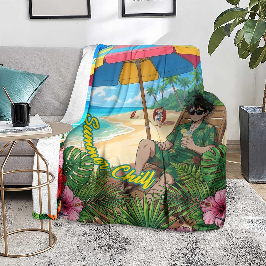 Midoriya Izuku Summer Chill Blanket Tropical Anime Relaxation Scene