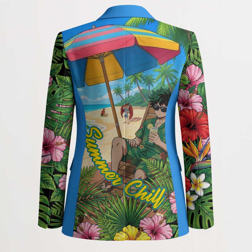 Midoriya Izuku Summer Chill Blazer Tropical Anime Relaxation Scene
