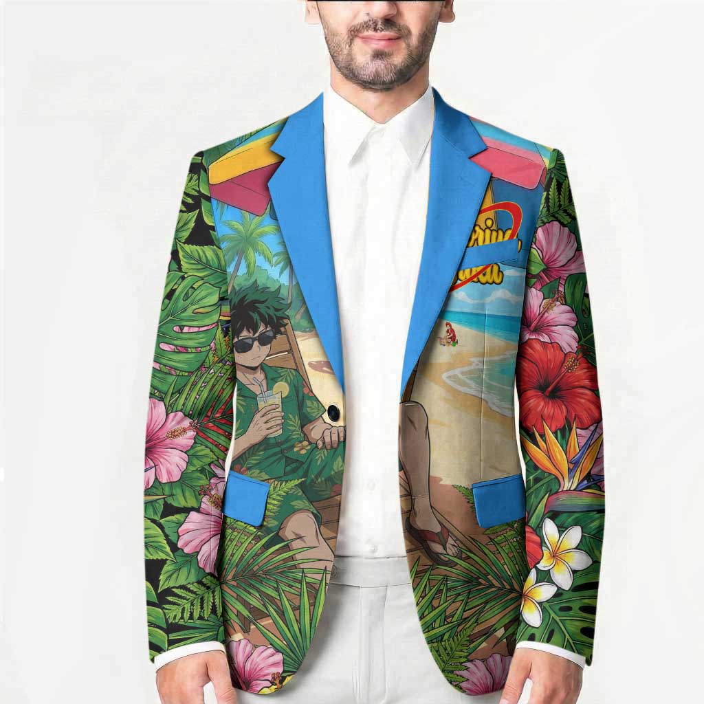 Midoriya Izuku Summer Chill Blazer Tropical Anime Relaxation Scene