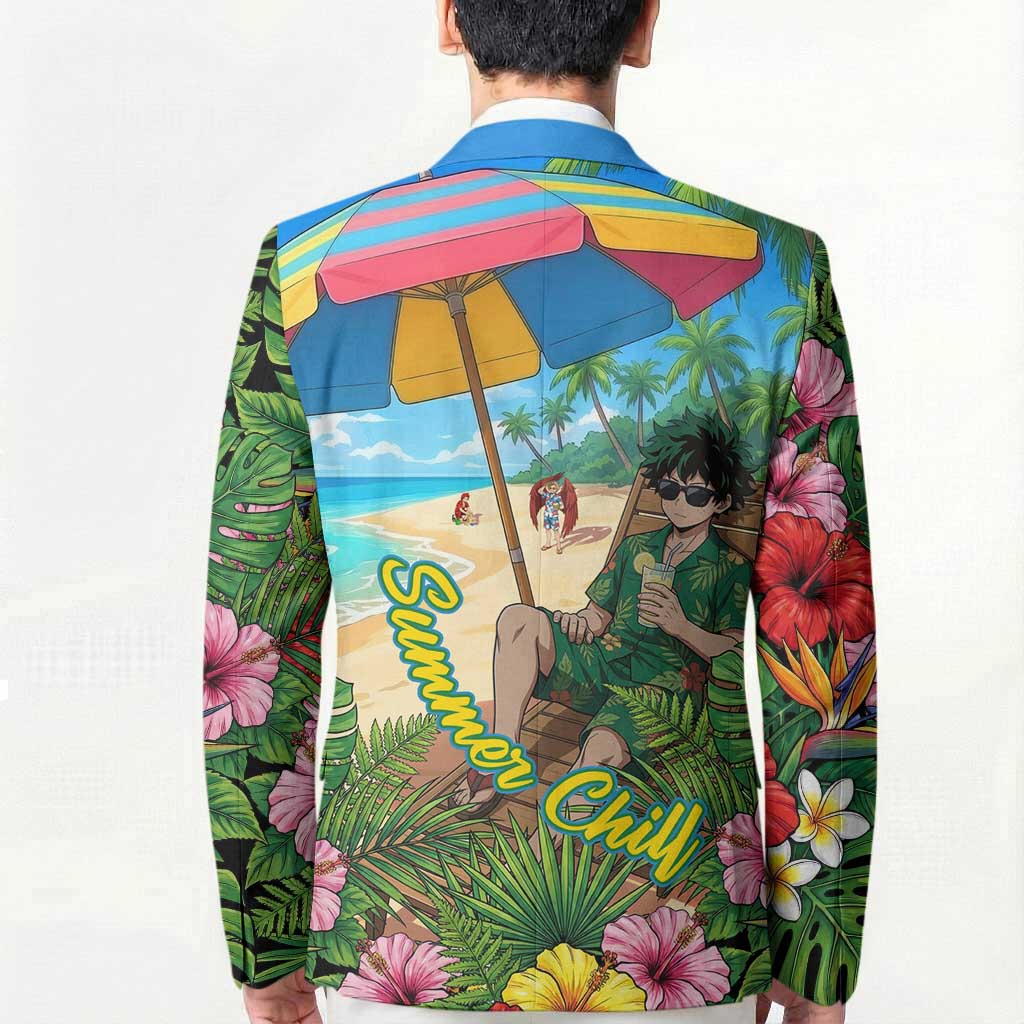 Midoriya Izuku Summer Chill Blazer Tropical Anime Relaxation Scene