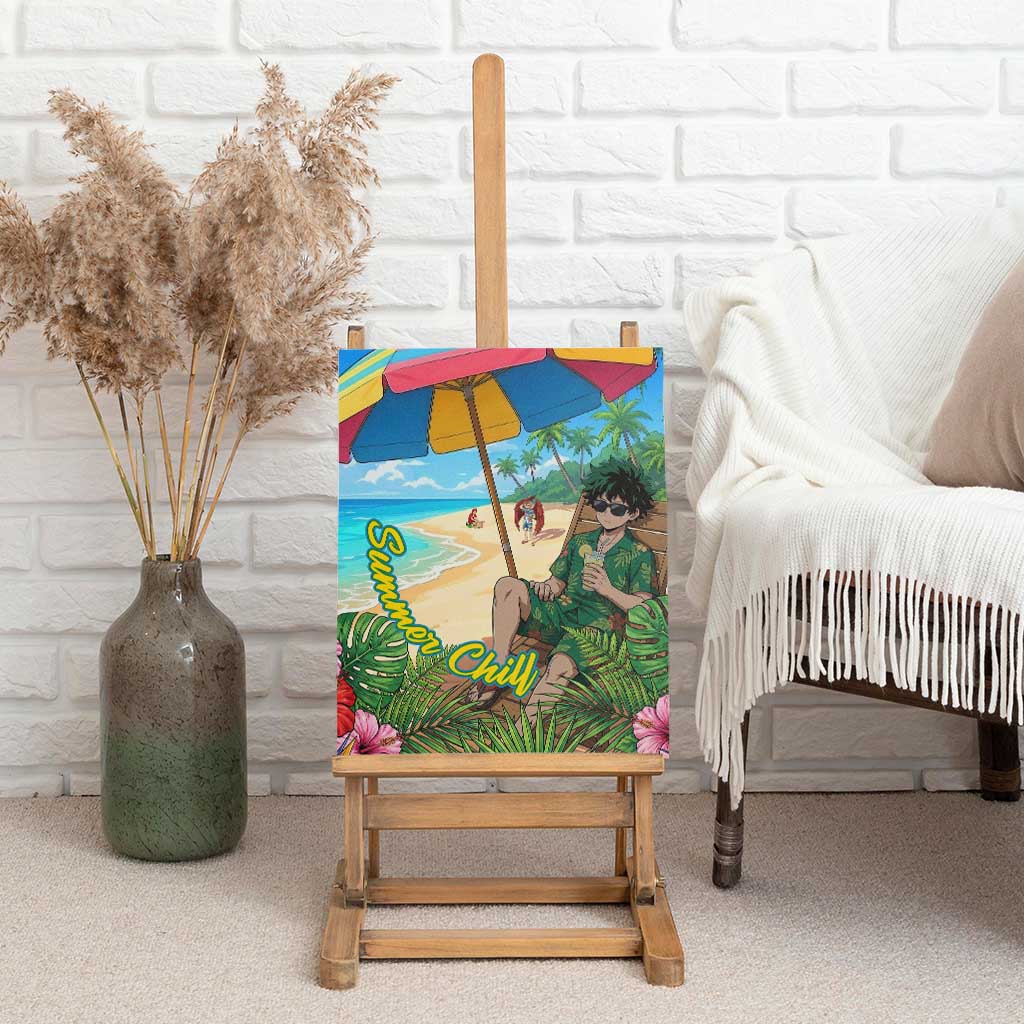 Midoriya Izuku Summer Chill Canvas Wall Art Tropical Anime Relaxation Scene