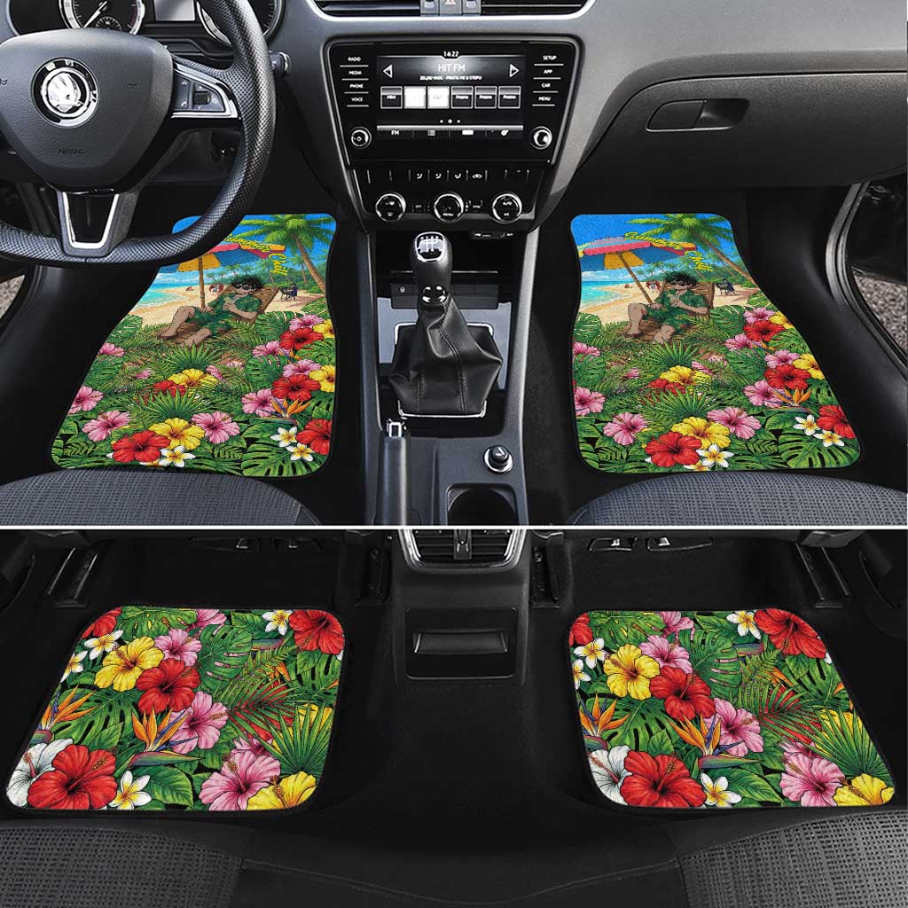 Midoriya Izuku Summer Chill Car Mats Tropical Anime Relaxation Scene